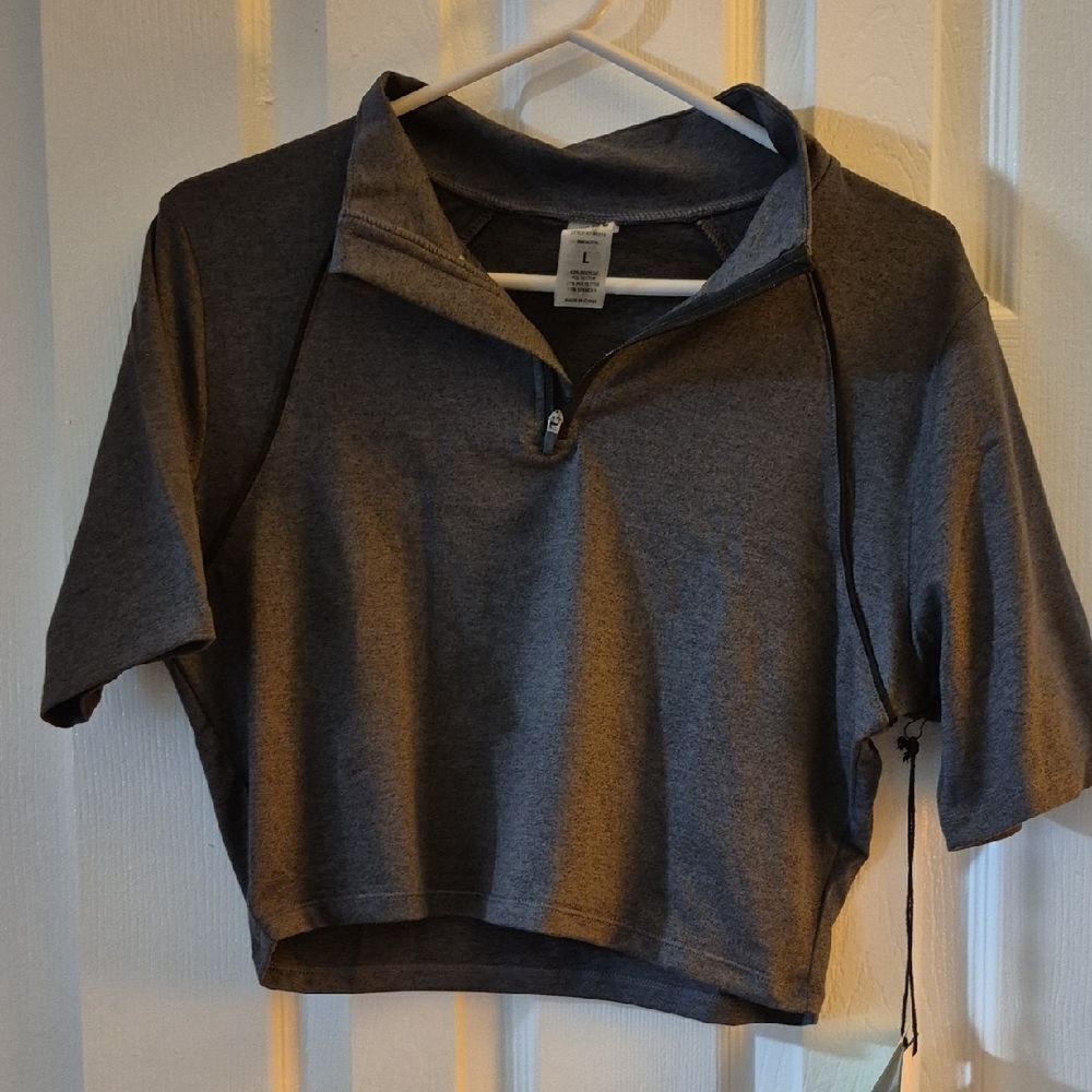 Mono B Charcoal Cropped Top Grey Size Large